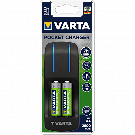 Зарядное устройство Varta Pocket Charger для 4-х AA, AAA c аккумуляторами АА 2600мАч 4 шт.