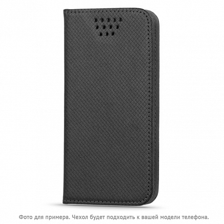 Чехол для телефона от 5.5 до 5.7 дюйма универсальный кожаный - книжка GreenGo Smart Magnet черный