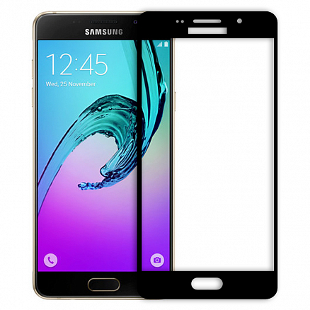 Защитное стекло для Samsung Galaxy A5 (2016) на весь экран противоударное Experts черное