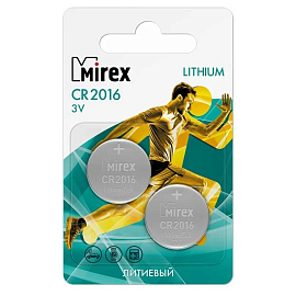 Батарейка CR2016 литиевая Mirex упаковка 2 шт.