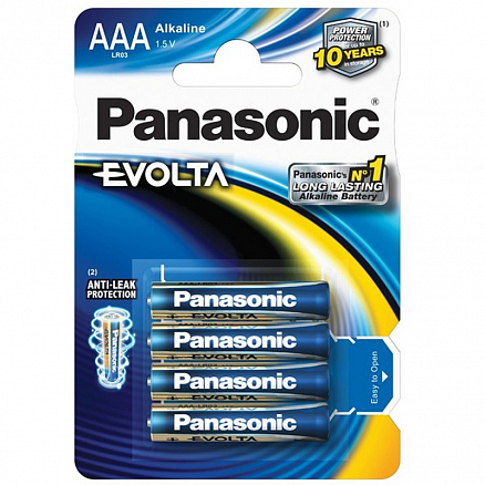 Батарейка LR03 Alkaline (пальчиковая маленькая AAA) Panasonic Evolta упаковка 4 шт.