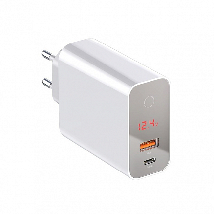 Зарядное устройство сетевое с USB и Type-C 45W 5А Baseus Speed PPS (быстрая зарядка PD 3.0, QC 3.0) белое