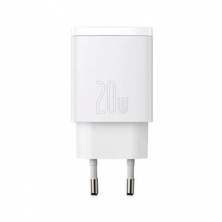 Зарядное устройство сетевое с USB и Type-C входами 3А 20W Baseus Compact (быстрая зарядка PD 3.0, QC 3.0) белое