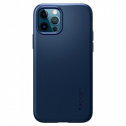 Чехол для iPhone 12, 12 Pro пластиковый тонкий Spigen Thin Fit синий