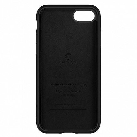 Чехол для iPhone 7, 8, SE 2020, SE 2022 гибридный с кожей Spigen Сyrill Leather Brick черный