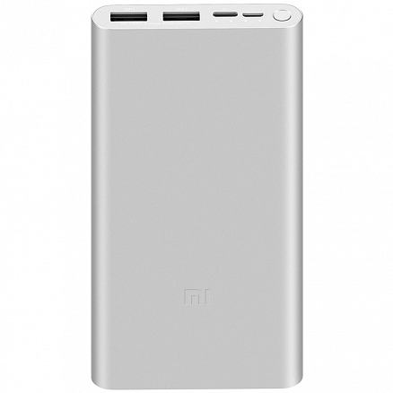 Внешний аккумулятор Xiaomi Mi Power Bank 3 PLM13ZM 10000мАч (2хUSB, ток 2.6А, быстрая зарядка QC 3.0, 18Вт) серебристый