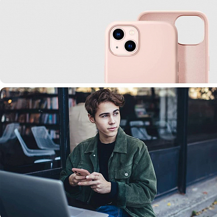 Чехол для iPhone 13 силиконовый Spigen Silicone Fit розовый