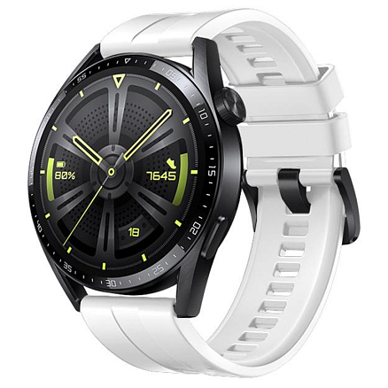 Ремешок-браслет для Huawei Watch GT 3 46 мм силиконовый Hurtel белый