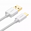 Кабель Type-C - USB 2.0 для зарядки 1,5 м 3А плетеный Ugreen US174 (быстрая зарядка) белый