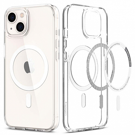 Чехол для iPhone 13 гибридный Spigen SGP Ultra Hybrid Magsafe прозрачно-белый