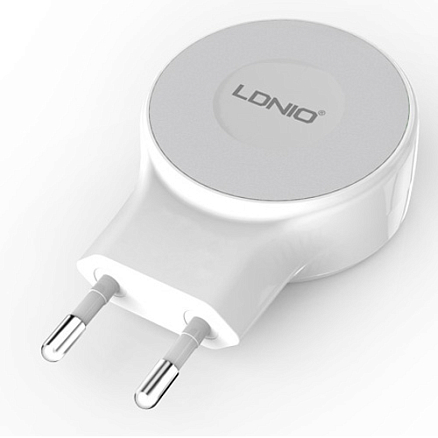 Зарядное устройство сетевое с двумя USB входами 2.1А и Lightning кабелем Ldnio A2269 белое