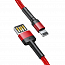 Кабель USB - Lightning для зарядки iPhone 1 м 2.4А плетеный Baseus Cafule SE красный