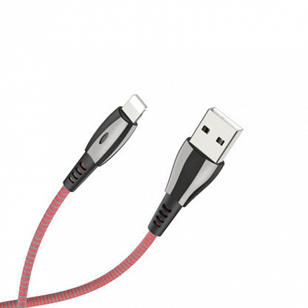 Кабель USB - Lightning для зарядки iPhone 1 м 3А плетеный Celebrat CB-12 красный
