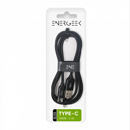 Кабель Type-C - USB для зарядки 1 м 2.4А плетеный Atomic Energeek-Drive черный