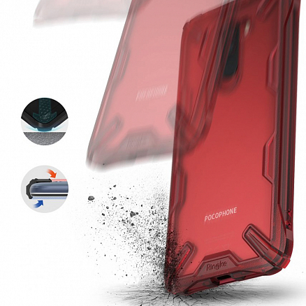 Чехол для Xiaomi Pocophone F1 гибридный Ringke Fusion X красный