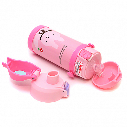 Термос (термобутылка) с трубочкой Pinky Rabbit 350 мл розовый