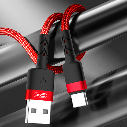 Кабель Type-C - USB 2.0 для зарядки 0,25 м 2.1А XO NB117 красный