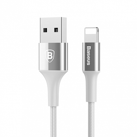 Кабель USB - Lightning для зарядки iPhone 1 м 2А плетеный Baseus Shining серебристый