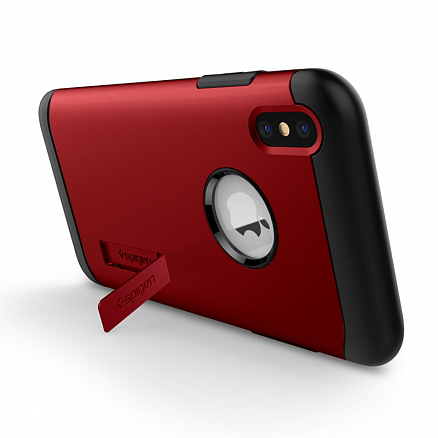 Чехол для iPhone XS Max гибридный тонкий Spigen SGP Slim Armor красно-черный