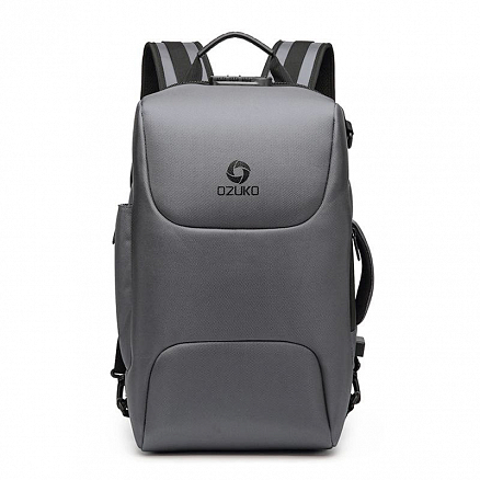 Рюкзак-сумка Ozuko 9225 с отделением для ноутбука до 15,6 дюйма и USB портом антивор серый
