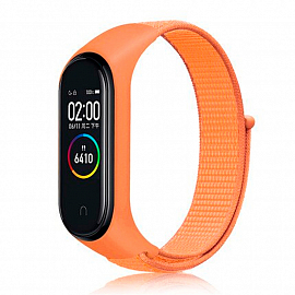 Сменный браслет для Xiaomi Mi Smart Band 5, 6 текстильный Nova Nylon Loop оранжевый