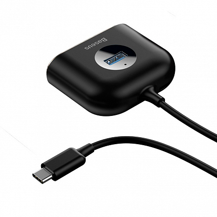Хаб (разветвитель) Type-C - 1 х USB 3.0, 3 х USB 2.0 Baseus Square Round с питанием черный
