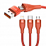 Кабель USB, Type-C - Lightning, MicroUSB, Type-C 1,2 м 5A 100W плетеный Baseus Flash (быстрая зарядка Huawei, PD, QC) оранжевый 