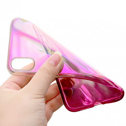 Чехол для iPhone XR гелевый Baseus Glow прозрачно-розовый