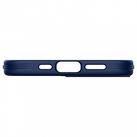 Чехол для iPhone 12, 12 Pro гибридный с кожей Spigen Сyrill Leather Brick синий