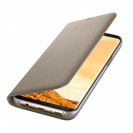 Чехол для Samsung Galaxy S8+ G955F книжка оригинальный Led View Cover EF-NG955PFEG золотистый