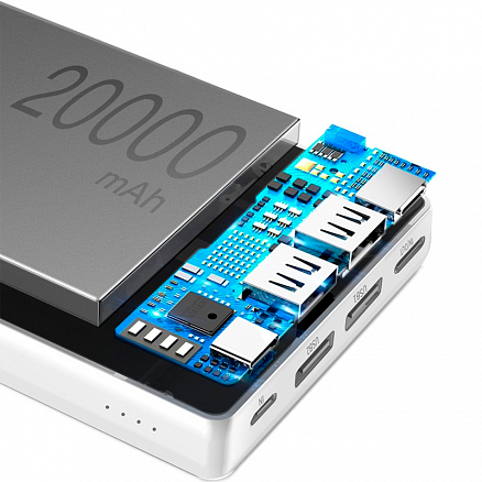 Внешний аккумулятор Baseus Mini JA 20000мАч (2хUSB, Type-C, ток 3А, 15 Вт) белый