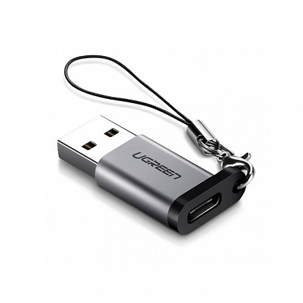 Переходник USB 3.0 - Type-C (папа - мама) компактный Ugreen US276 серый