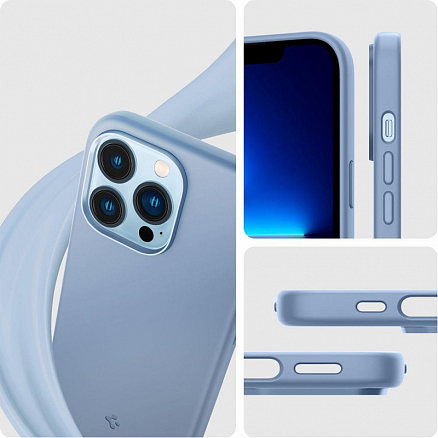 Чехол для iPhone 13 Pro силиконовый Spigen Silicone Fit серо-голубой