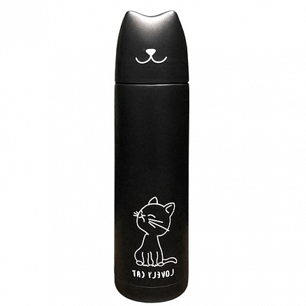 Термос (термобутылка) Lovely Cat 500 мл черный