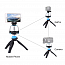 Панорамная головка для телефона, экшн-камеры или фотоаппарата с пультом управления и мини-штативом PULUZ PU362 серебристо-голубая