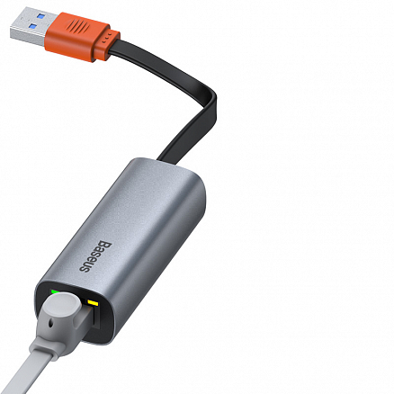 Переходник USB 3.2 Gen.1 - Gigabit Ethernet длина 12 см Baseus Steel Cannon серый
