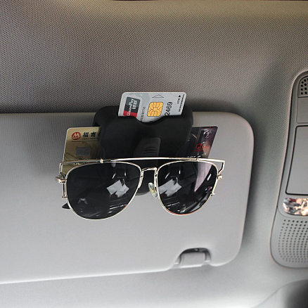 Держатель автомобильный для пластиковых карт и очков на козырек черный