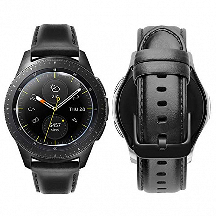 Ремешок-браслет для Samsung Galaxy Watch 46 мм, Gear S3 из натуральной кожи Nova Luxury-2 черный