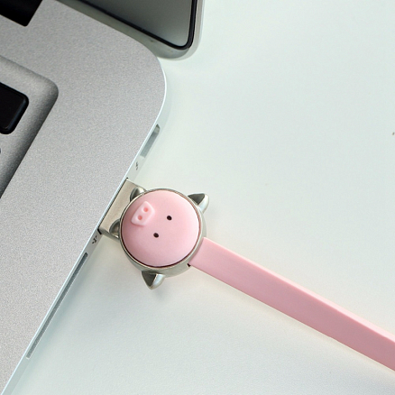Кабель USB - MicroUSB для зарядки 1 м 2.4A плоский Rock Zodiac Pig розовый