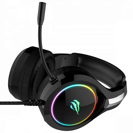 Наушники HV-H2232D полноразмерные с микрофоном и RGB подсветкой игровые черные