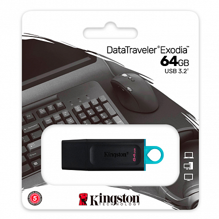 Флешка Kingston DataTraveler Exodia 64GB USB 3.2 Gen 1 черная