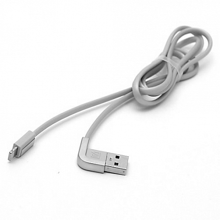Кабель USB - Lightning для зарядки iPhone 1 м 2А с угловым USB Remax Cheynn серебристый