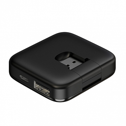 USB 2.0 HUB (разветвитель) на 4 порта Baseus Fully folded с питанием MicroUSB черный