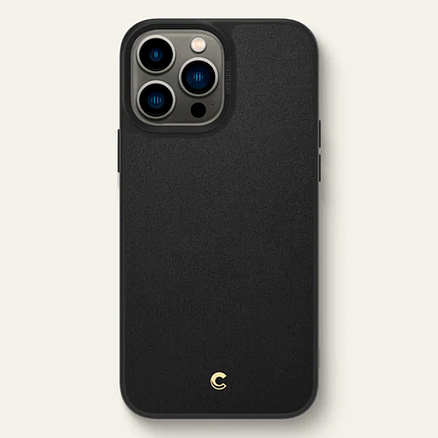 Чехол для iPhone 13 Pro Max гибридный с кожей Spigen Сyrill Leather Brick черный