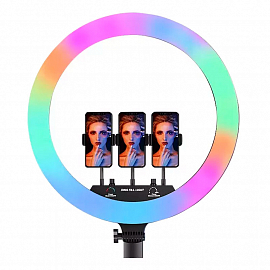 Кольцевая лампа диаметром 45 см с режимом RGB MJ18 черная + сумка