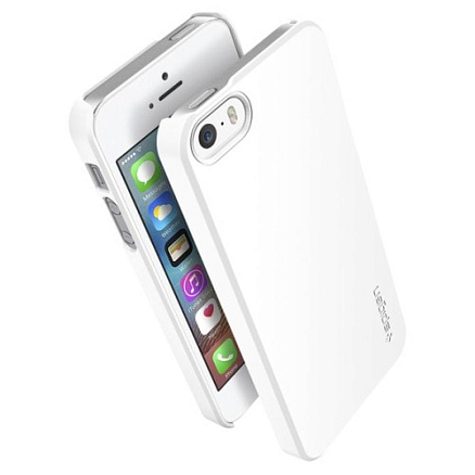 Чехол для iPhone 5, 5S, SE пластиковый тонкий Spigen SGP Thin Fit белый