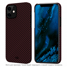 Чехол для iPhone 12 Pro кевларовый тонкий Pitaka MagEZ черно-красный