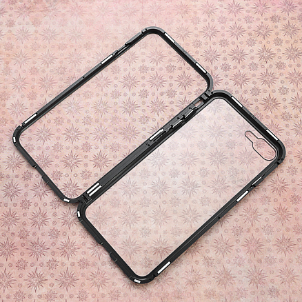 Чехол для iPhone 7 Plus, 8 Plus магнитный LikGus Metal прозрачно-черный