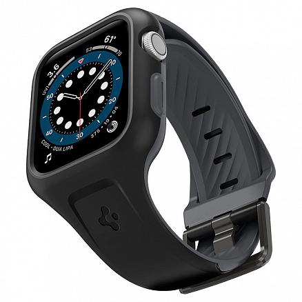 Чехол с ремешком для Apple Watch 44 мм гелевый Spigen Liquid Air Pro черный