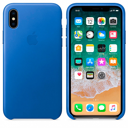 Чехол для iPhone X, XS из натуральной кожи оригинальный Apple MRGG2ZM синий